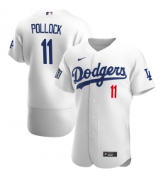 Men Los Angeles Dodgers 11 AJ Pollock Men Nike White Home 2020 World Series Bound Flex Base Player MLB Jersey