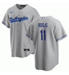 Men Los Angeles Dodgers 11 Miguel Rojas Flex Base Grey Stitched Baseball Jersey