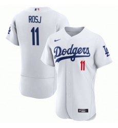 Men Los Angeles Dodgers 11 Miguel Rojas Flex Base Vargas blue Stitched Baseball Jersey