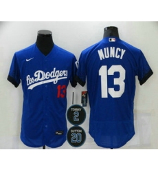 Men Los Angeles Dodgers 13 Max Muncy Blue 2 20 Patch City Connect Flex Base Stitched Jersey