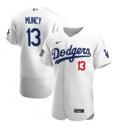 Men Los Angeles Dodgers 13 Max Muncy Men Nike White Home 2020 World Series Bound Flex Base Player MLB Jersey