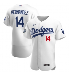 Men Los Angeles Dodgers 14 Enrique Hernandez Men Nike White Home 2020 World Series Bound Flex Base Player MLB Jersey