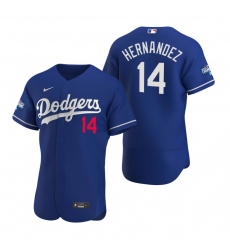 Men Los Angeles Dodgers 14 Enrique Hernandez Royal 2020 World Series Champions Flex Base Jersey