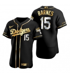 Men Los Angeles Dodgers 15 Austin Barnes Black 2020 World Series Champions Golden Limited Jersey