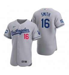 Men Los Angeles Dodgers 16 Will Smith Gray 2020 World Series Champions Road Flex Base Jersey