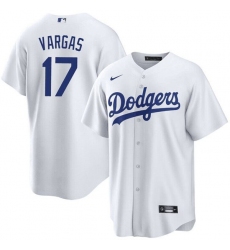 Men Los Angeles Dodgers 17 Miguel Vargas White Cool Base Stitched Baseball Jersey