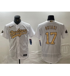 Men Los Angeles Dodgers 17 Shohei Ohtani 2022 All Star White Flex Base Stitched Baseball Jersey