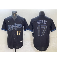Men Los Angeles Dodgers 17 Shohei Ohtani Black Cool Base Stitched Baseball Jersey 20