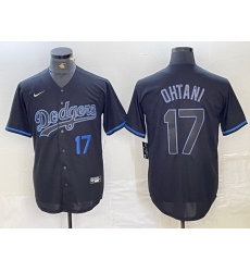 Men Los Angeles Dodgers 17 Shohei Ohtani Black Cool Base Stitched Baseball Jersey 3