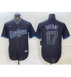 Men Los Angeles Dodgers 17 Shohei Ohtani Black Cool Base Stitched Baseball Jersey 5