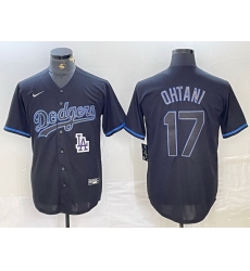 Men Los Angeles Dodgers 17 Shohei Ohtani Black Cool Base Stitched Baseball Jersey 7