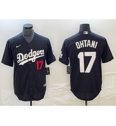 Men Los Angeles Dodgers 17 Shohei Ohtani Black Cool Base Stitched Jersey