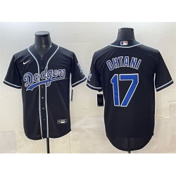 Men Los Angeles Dodgers 17 Shohei Ohtani Black Fashion Cool Base Stitched Baseball Jersey