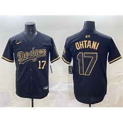 Men Los Angeles Dodgers 17 Shohei Ohtani Black Gold Limited Stitched Jersey