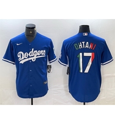Men Los Angeles Dodgers 17 Shohei Ohtani Blue Cool Base Stitched Baseball Jersey