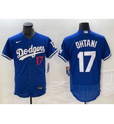 Men Los Angeles Dodgers 17 Shohei Ohtani Blue Flex Base Stitched Baseball Jersey