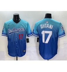 Men Los Angeles Dodgers 17 Shohei Ohtani Blue Limited Stitched Baseball Jersey