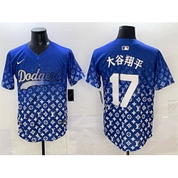 Men Los Angeles Dodgers 17  Shohei Ohtani Blue Limited Stitched Baseball Jersey