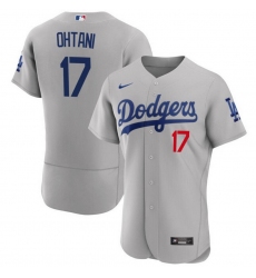 Men Los Angeles Dodgers 17 Shohei Ohtani Gray 2023 Flex Base Stitched Baseball Jersey