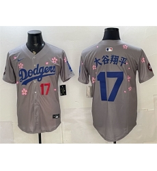 Men Los Angeles Dodgers  17 Shohei Ohtani Grey 2025 Tokyo Series Limited Stitched Baseball Jersey