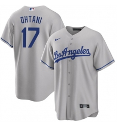 Men Los Angeles Dodgers 17 Shohei Ohtani Grey Cool Base Stitched Jersey