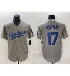 Men Los Angeles Dodgers 17 Shohei Ohtani Grey Cool Base Stitched Jersey
