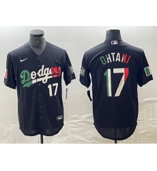 Men Los Angeles Dodgers 17 Shohei Ohtani Number Mexico Black Cool Base Stitched Baseball Jersey
