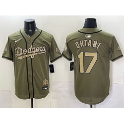 Men Los Angeles Dodgers  17 Shohei Ohtani Olive 2026 Armed Forces Day Stitched Baseball Jersey