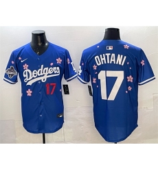 Men Los Angeles Dodgers 17 Shohei Ohtani Royal 2025 World Series Champions Patch Tokyo Series Limited Stitched Baseball Jersey