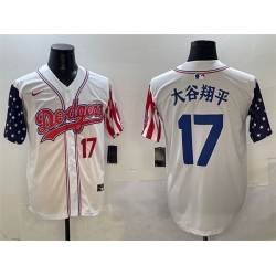 Men Los Angeles Dodgers 17  Shohei Ohtani White Limited Stitched Baseball Jersey
