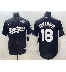 Men Los Angeles Dodgers 18 Yoshinobu Yamamoto Black 2025 World Series Patch Cool Base Stitched Baseball Jersey Men Los Angeles Dodgers 18 Yoshinobu Yamamoto Black 2025 World Series Patch Cool Base Stitched Baseball Jersey