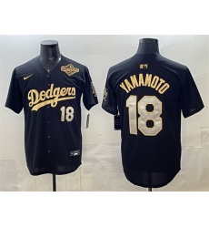 Men Los Angeles Dodgers 18 Yoshinobu Yamamoto Black Gold 2025 World Series Patch Limited Stitched Baseball Jersey Men Los Angeles Dodgers 18 Yoshinobu Yamamoto Black Gold 2025 World Series Patch Limited Stitched Baseball Jersey