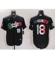 Men Los Angeles Dodgers 18 Yoshinobu Yamamoto Black Mexico Cool Base Stitched Baseball Jersey 4