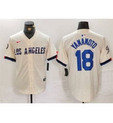 Men Los Angeles Dodgers 18 Yoshinobu Yamamoto Cream Stitched Baseball Jersey