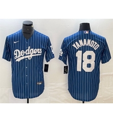 Men Los Angeles Dodgers 18 Yoshinobu Yamamoto Navy Cool Base With Patch Stitched Baseball Jersey