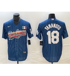 Men Los Angeles Dodgers 18 Yoshinobu Yamamoto Navy Cool Base With Patch Stitched Baseball JerseyS 1