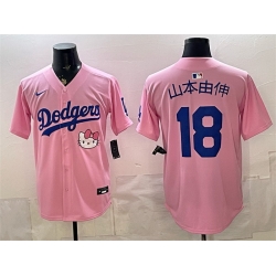 Men Los Angeles Dodgers  18 Yoshinobu Yamamoto Pink 2025 Hello Kitty Vapor Limited Stitched Baseball Jersey