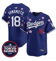 Men Los Angeles Dodgers 18 Yoshinobu Yamamoto Royal 2025 Tokyo Series Limited Stitched Baseball Jersey