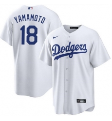 Men Los Angeles Dodgers 18 Yoshinobu Yamamoto White Cool Base Stitched Jersey