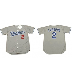 Men Los Angeles Dodgers 2 Tommy Lasorda Grey Stitched MLB Jersey