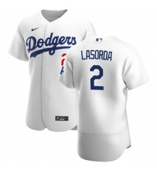 Men Los Angeles Dodgers 2 Tommy Lasorda White Stitched Jersey