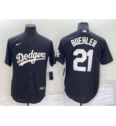 Men Los Angeles Dodgers 21 Walker Buehler Black Cool Base Stitched Baseball Jerseyy