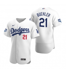 Men Los Angeles Dodgers 21 Walker Buehler White 2020 World Series Champions Flex Base Jersey