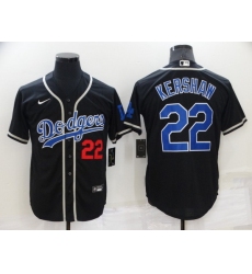 Men Los Angeles Dodgers 22 Clayton Kershaw Black Cool Base Stitched Baseball Jerseys