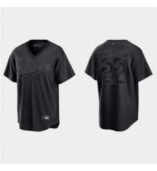Men Los Angeles Dodgers 22 Clayton Kershaw Black Pitch Black Fashion Replica Stitched Jersey