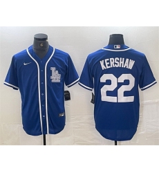 Men Los Angeles Dodgers 22 Clayton Kershaw Blue Cool Base Stitched Baseball Jersey