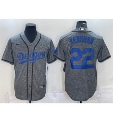Men Los Angeles Dodgers 22 Clayton Kershaw Grey Cool Base Stitched Jersey