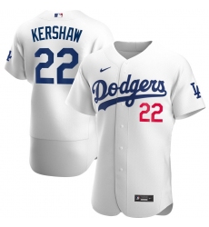 Men Los Angeles Dodgers 22 Clayton Kershaw Men Nike White Home 2020 Flex Base Player MLB Jersey