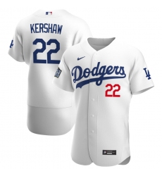 Men Los Angeles Dodgers 22 Clayton Kershaw Men Nike White Home 2020 World Series Bound Flex Base Player MLB Jersey
