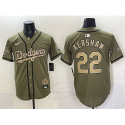 Men Los Angeles Dodgers  22 Clayton Kershaw Olive 2026 Armed Forces Day Stitched Baseball Jersey